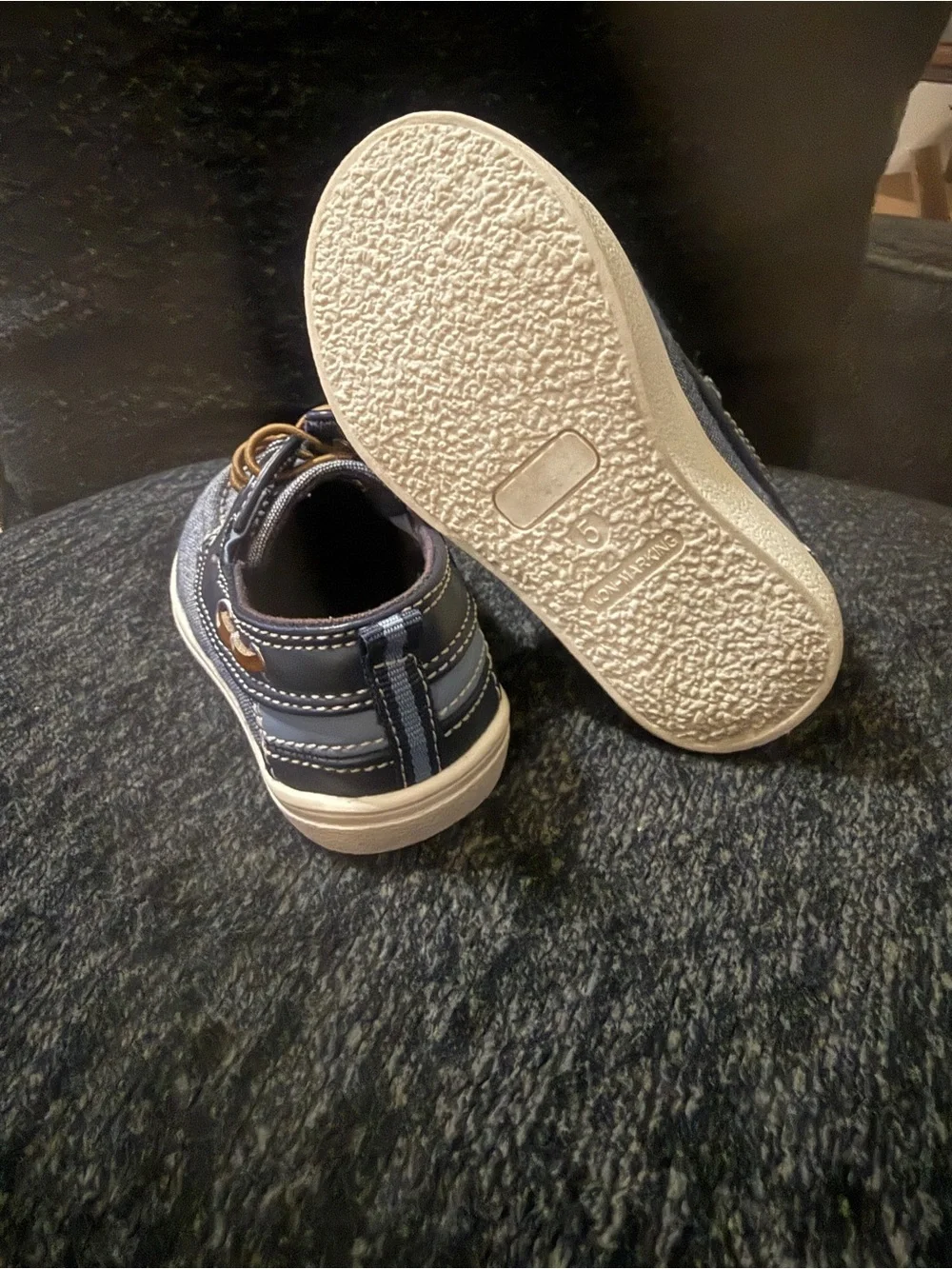The Children's Place Boys Navy and Tan Slip-On Boat Shoes